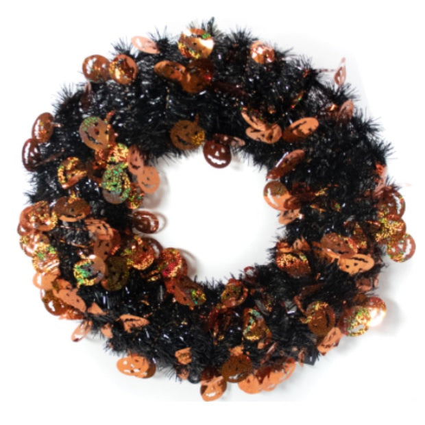 Black Halloween Wreath with Holographic Icons
