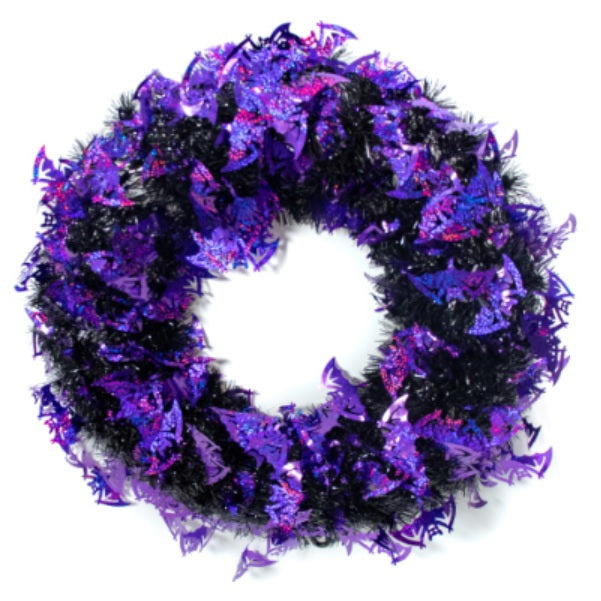 Black Halloween Wreath with Holographic Icons