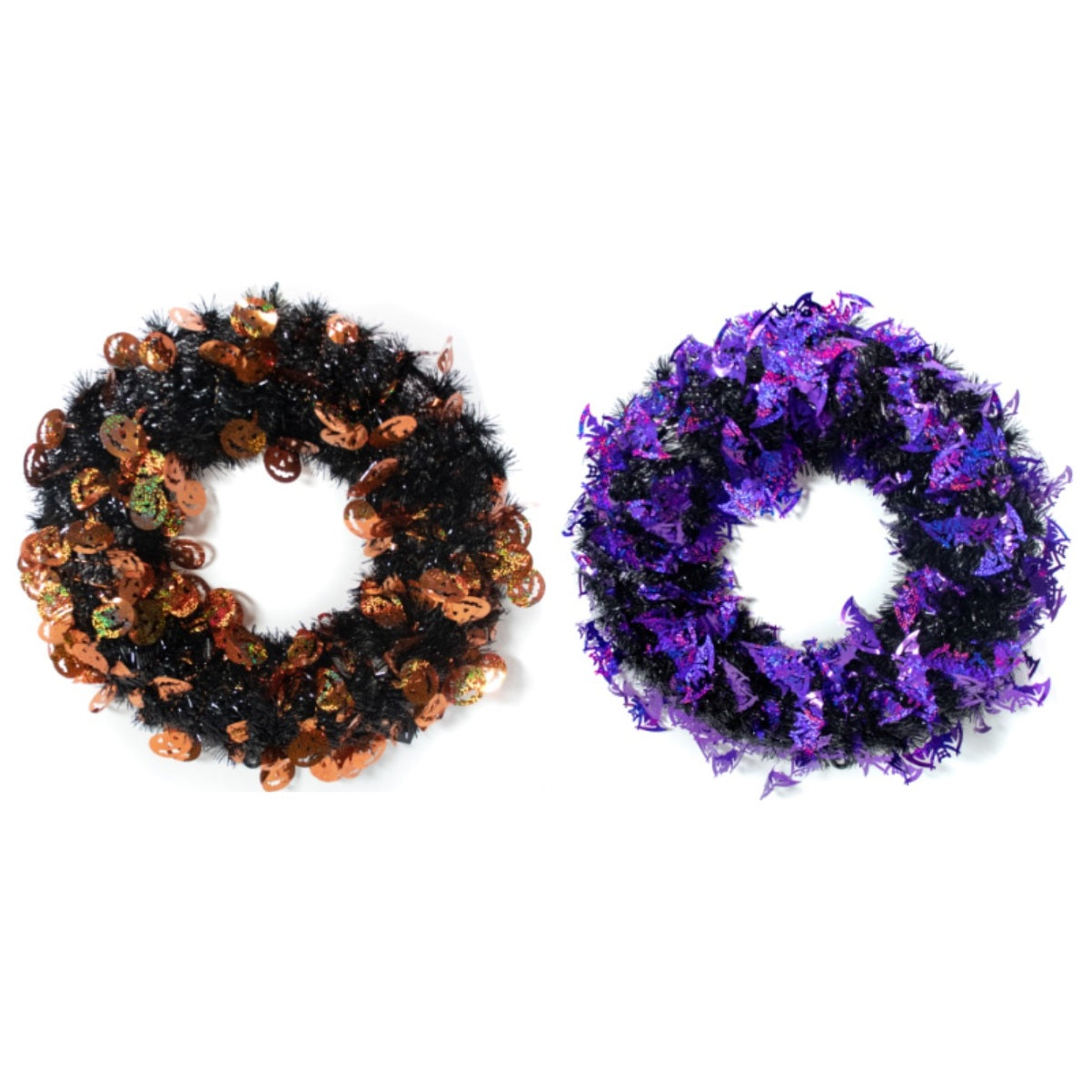 Black Halloween Wreath with Holographic Icons