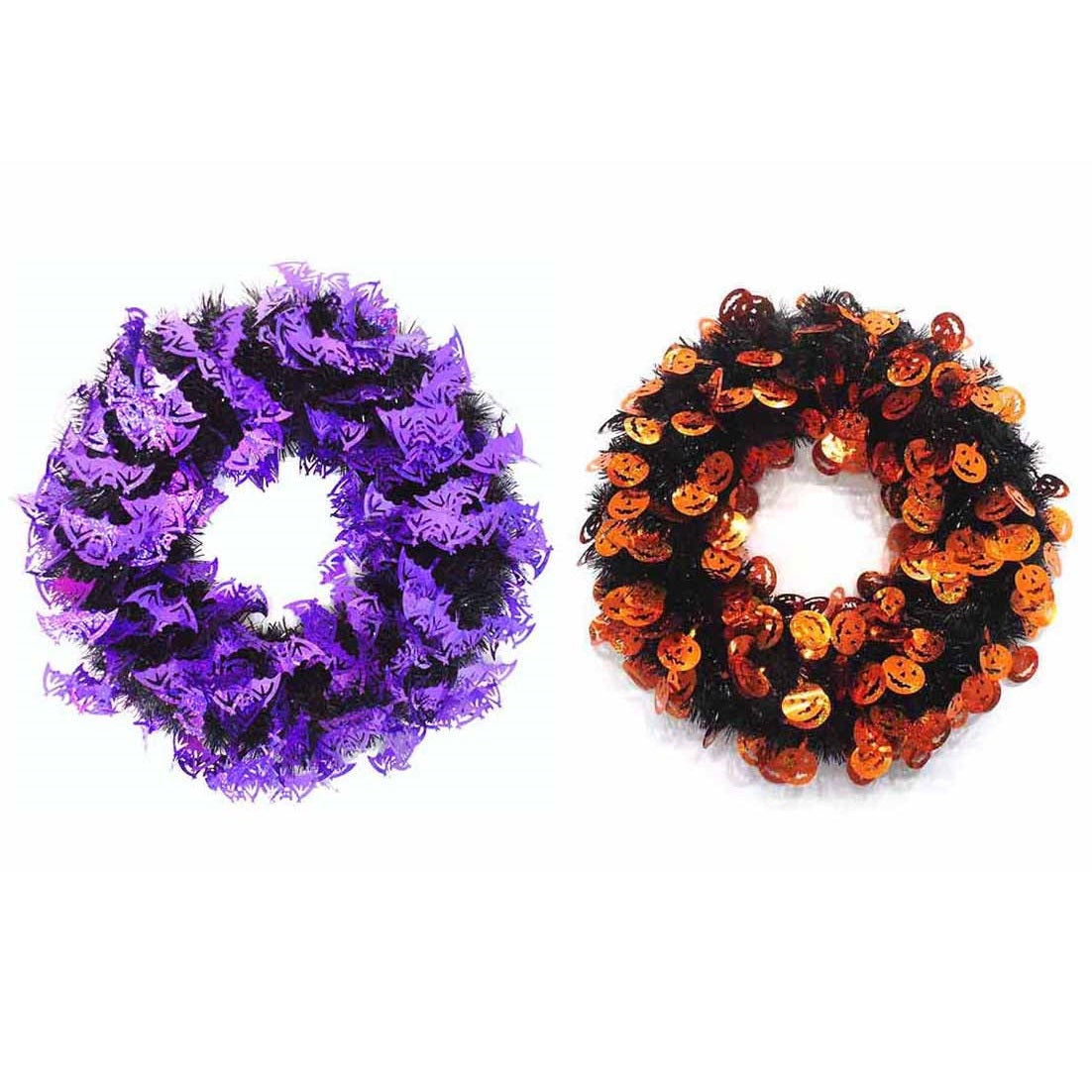Black Halloween Wreath with Holographic Icons
