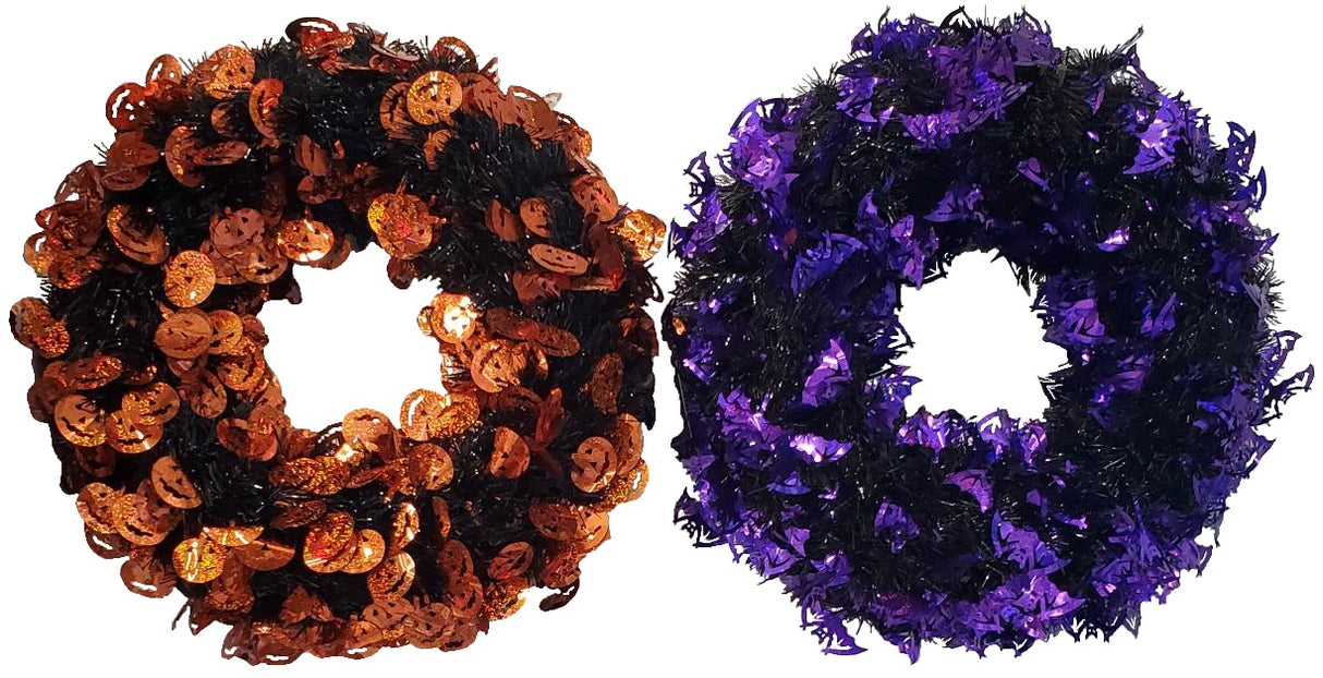Black Halloween Wreath with Holographic Icons