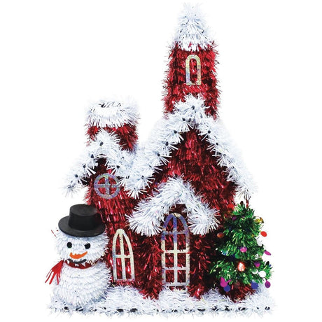 2D Tinsel Church Tabletop Holiday Decoration