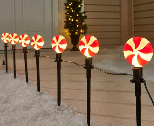8Pc. Peppermint Candy Pathway Lights