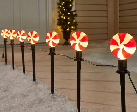 8Pc. Peppermint Candy Pathway Lights