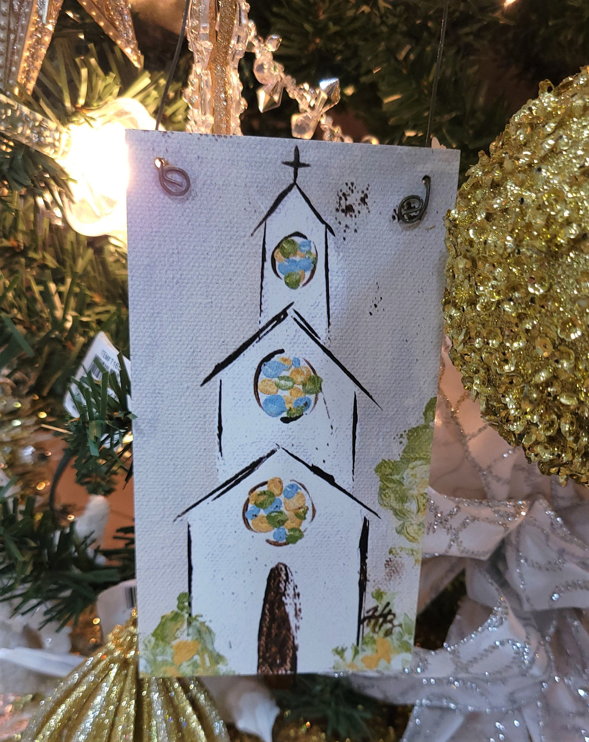 6" Painted Church Ornament