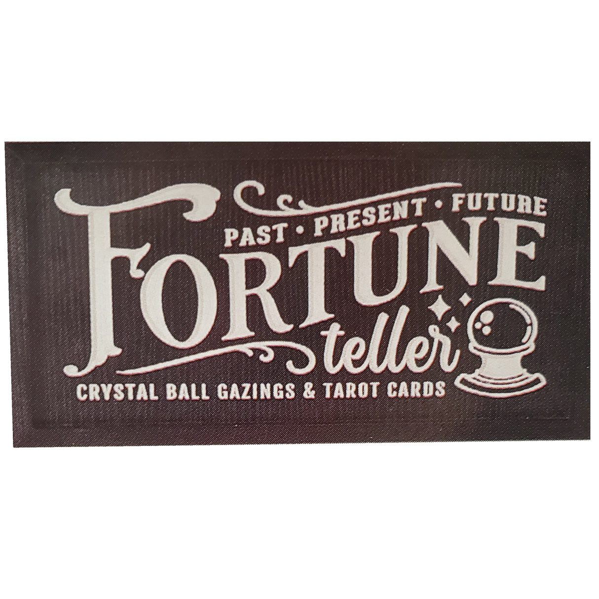 Carved Halloween signs. One reads "Past, Present, Future Fortune Teller. Crystal ball gazings and tarot cards." One reads "Merlins Magic Potions guaranteed to work." One reads "Wiches Brew Drink Co. quality potions since 1542."