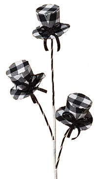 24" Holiday Plaid Hat Pick Spray