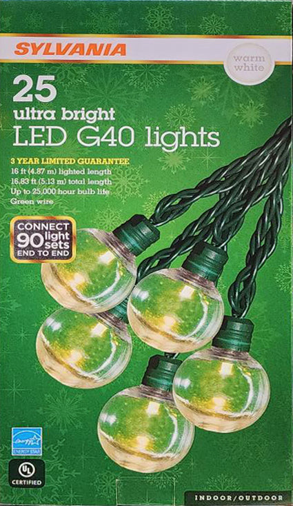 Set of 25 LED G40 Super Bright Lights