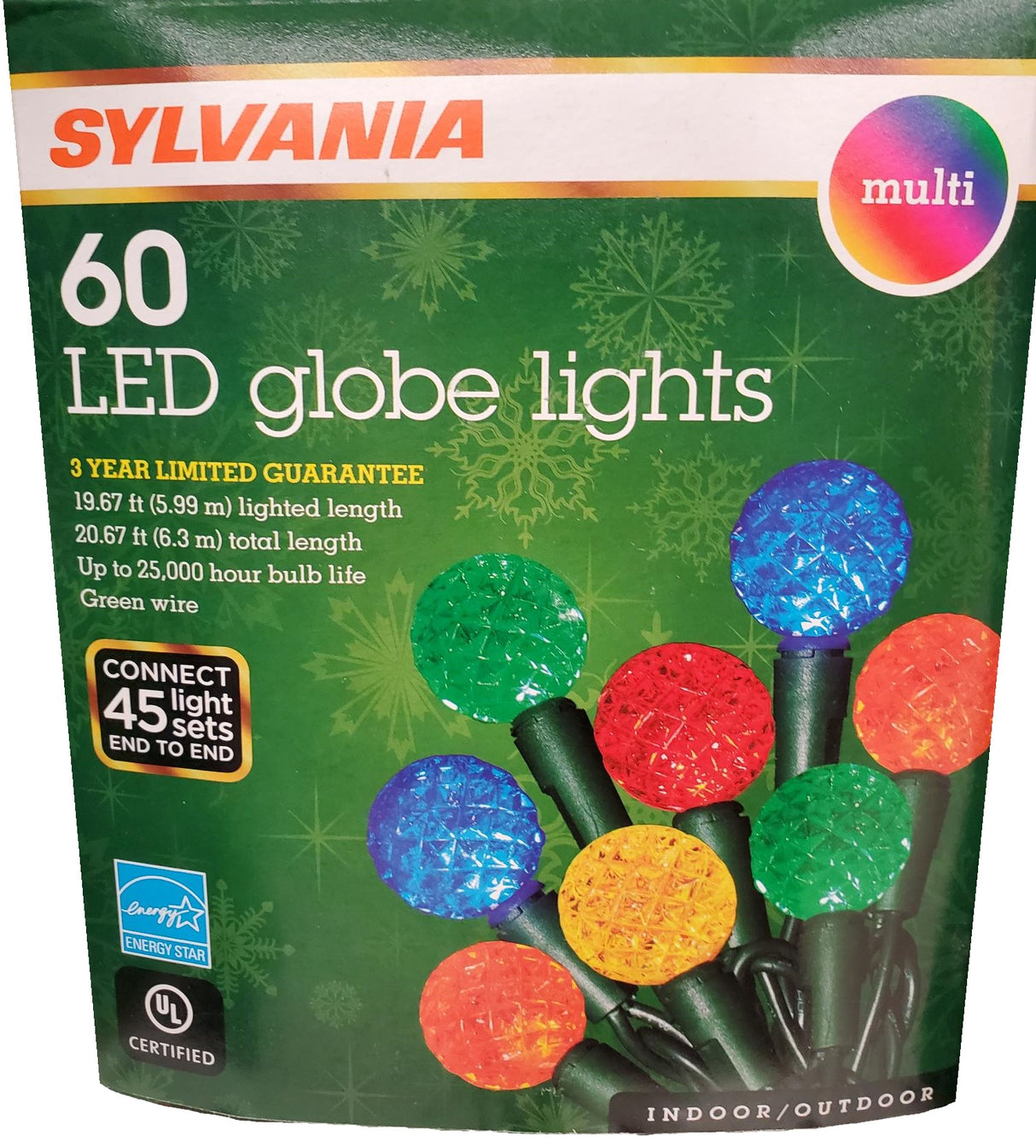 Set of 60 Diamond Cut LED Globe Lights