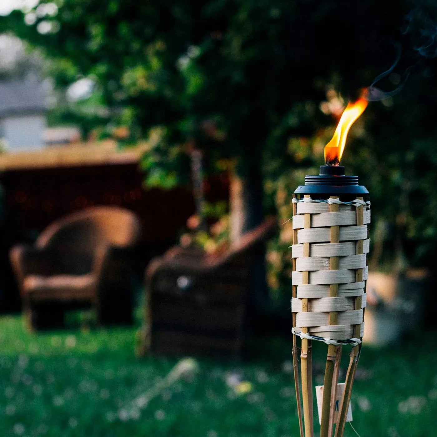 57" Weather-Resistant Coated Natural Bamboo TIKI® Torch