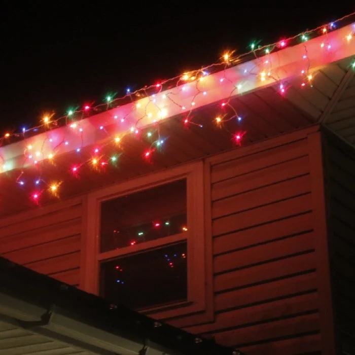 Set of 300 Icicle Lights on a White Wire