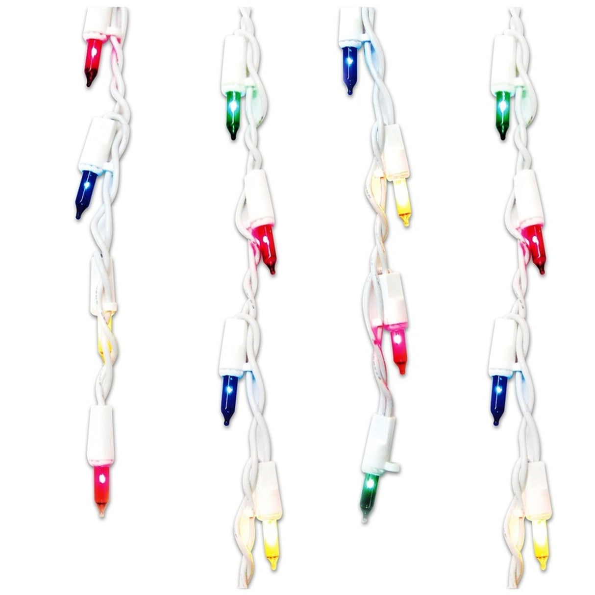 Set of 300 Icicle Lights on a White Wire