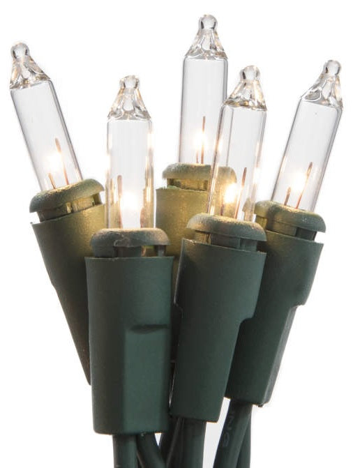 Set of 35 Clear Lights on Green Wire