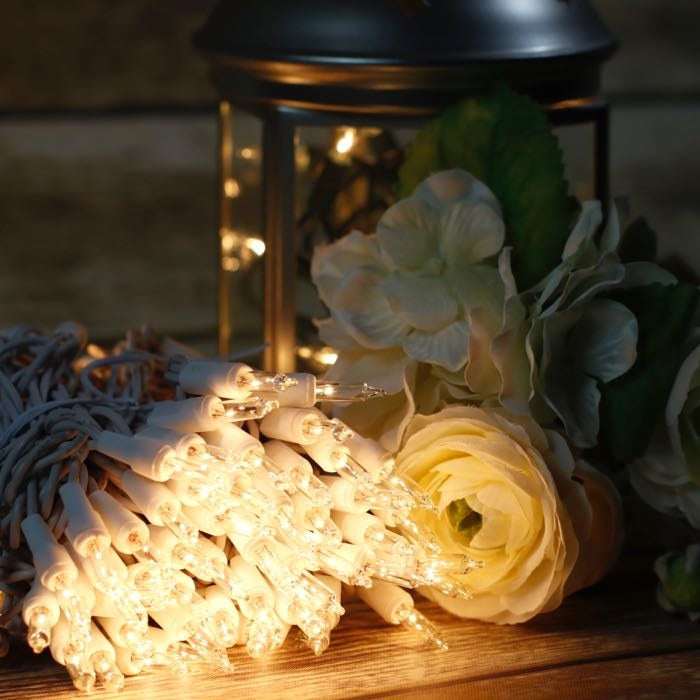 Set of 100 Mini Lights on White Wire