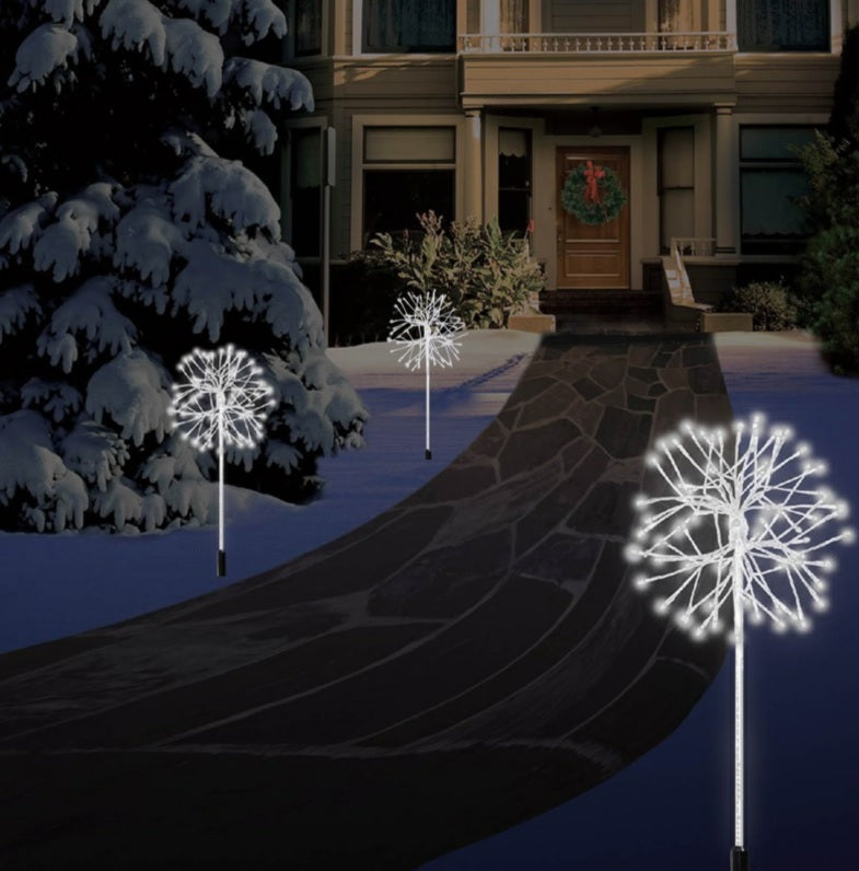 LED snowburst decorations. There are three of them and they're all pure white.