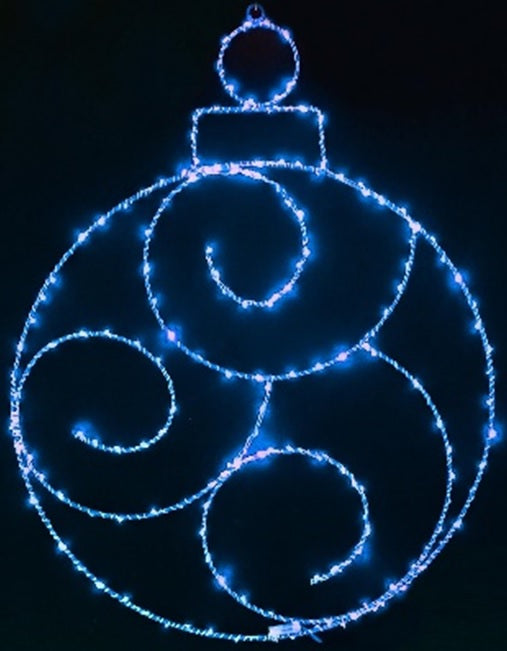 A blue LED ornament decoration.