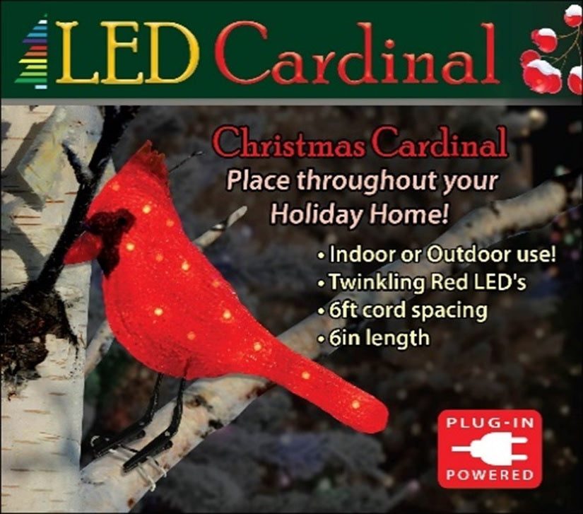 A red clip-on LED ornament.