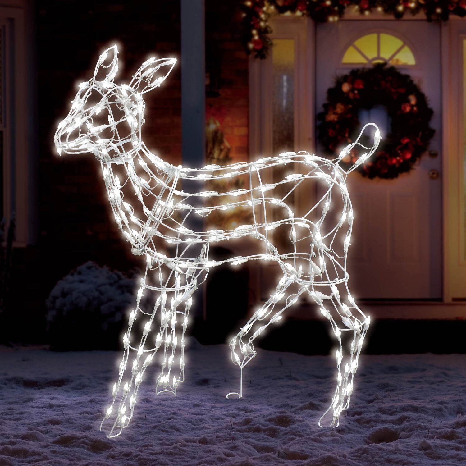 LED wire decoration shaped like a deer.