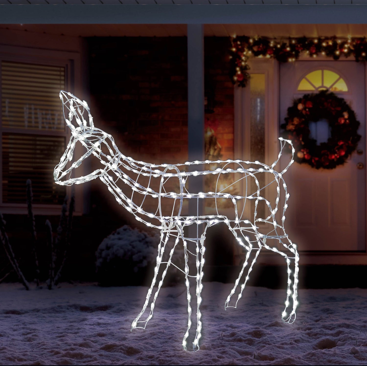 LED wire decoration shaped like a deer.