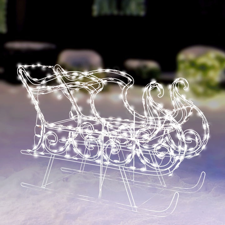 3-Piece Pure White Twinkling LED Elegant Bucks and Sleigh Wire Sculptures