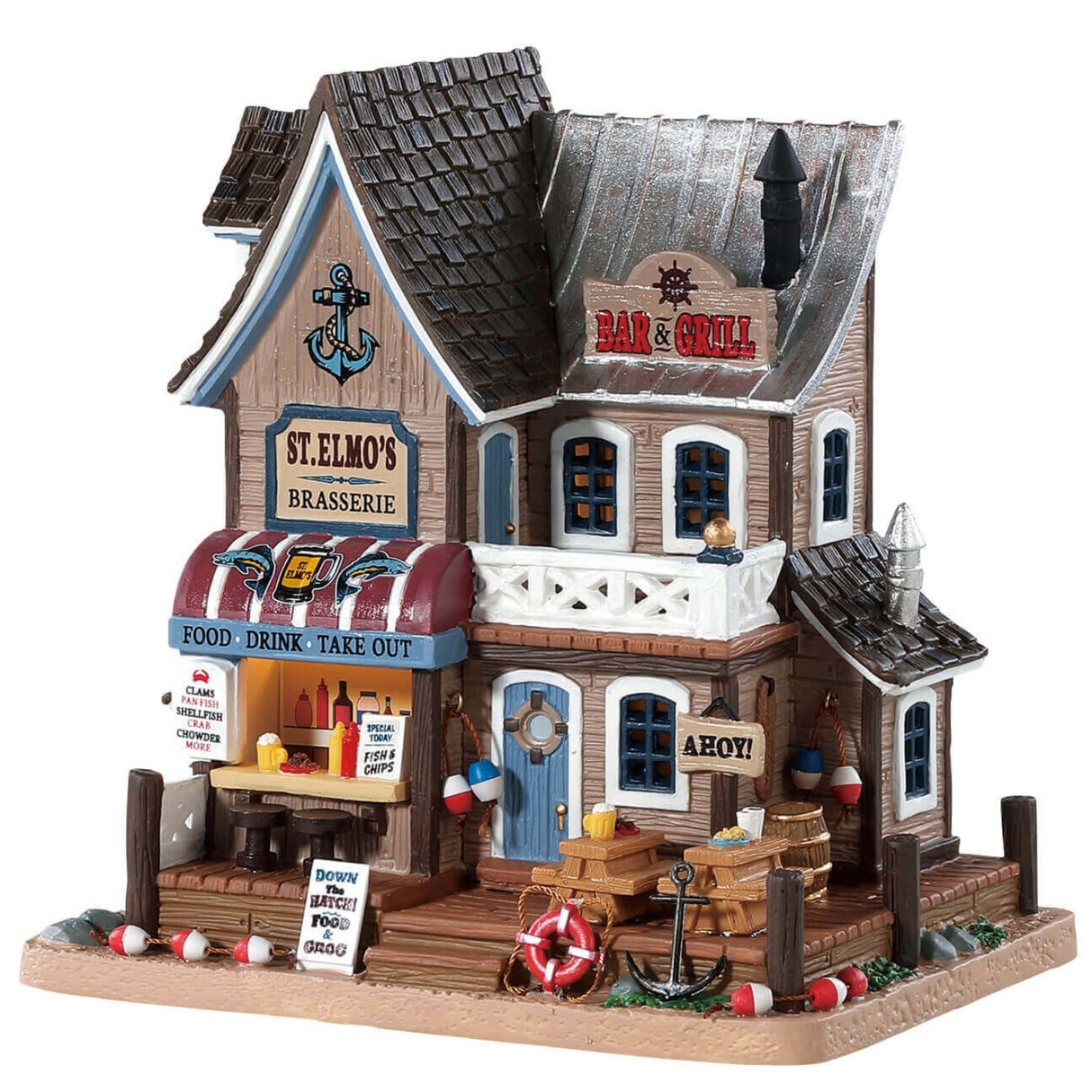 Lemax Plymouth Corners Lighted Building: St. Elmo's Brasserie #85337
