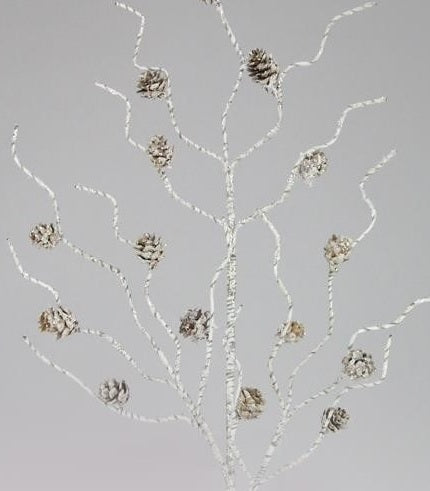 31" Glittered Pine Cone Birch Spray