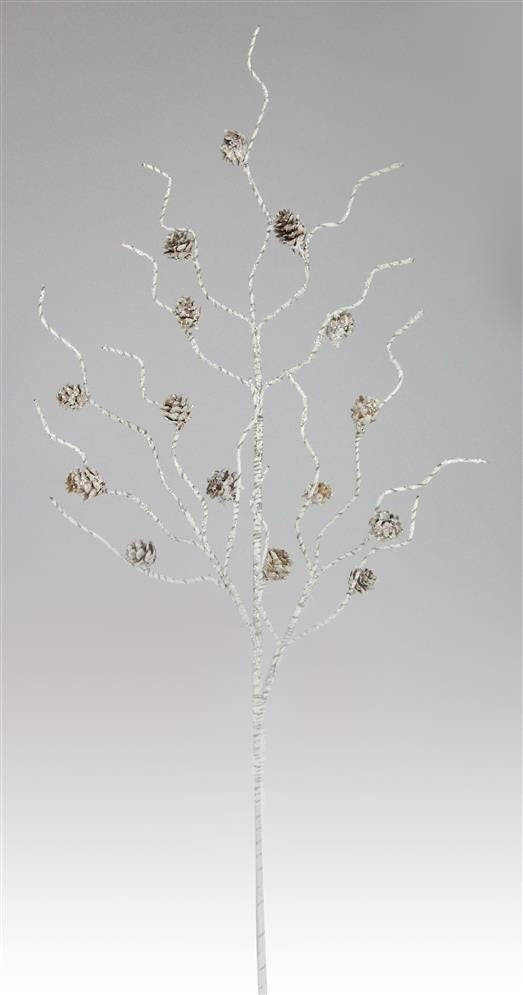31" Glittered Pine Cone Birch Spray