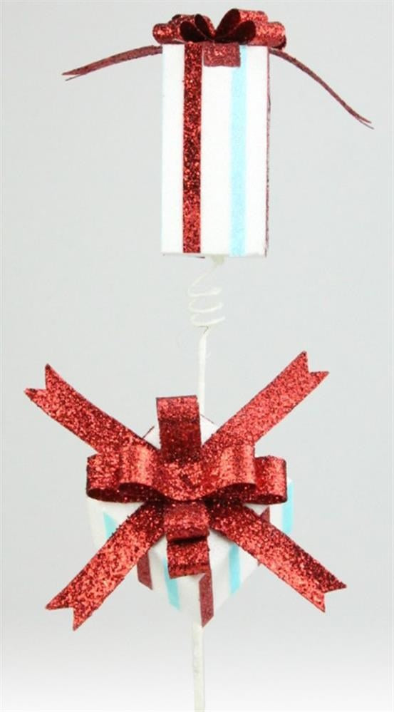 27" Red, Light Blue and White Vertical Stripe Package Spray