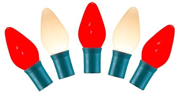 Set of 25 Red/White Ceramic C9 Lights