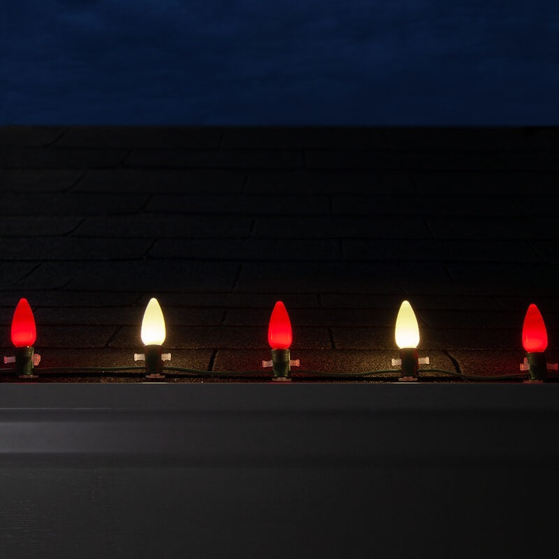 Set of 25 Red/White Ceramic C9 Lights