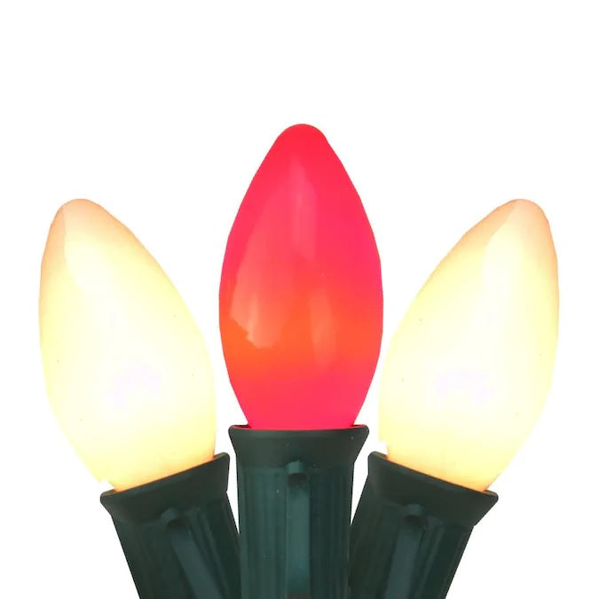 Set of 25 Red/White Ceramic C9 Lights