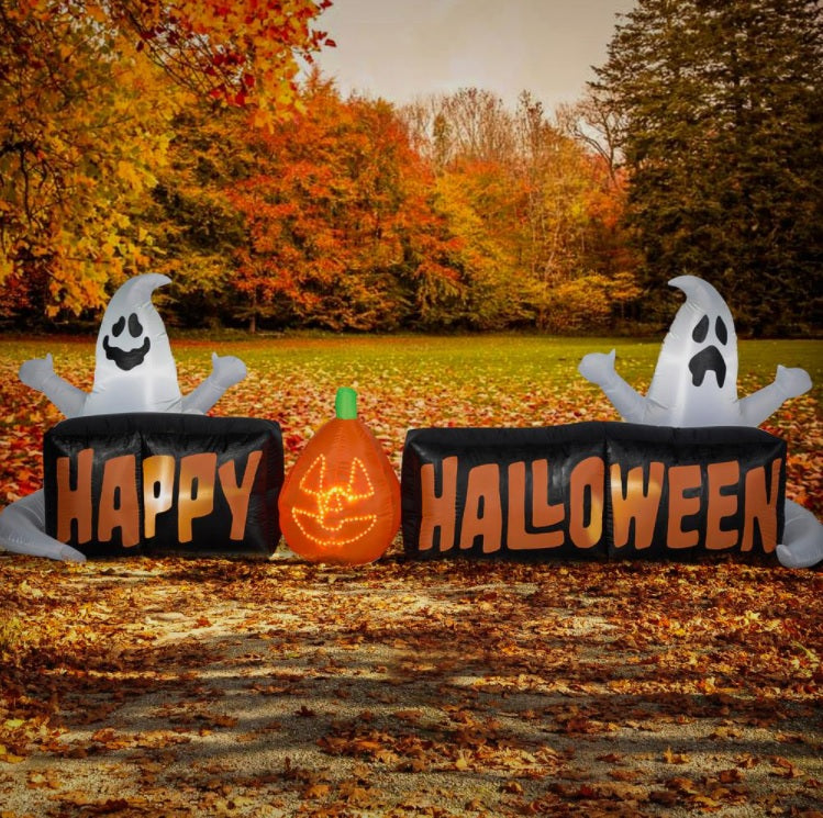 Airblown® Happy Halloween Inflatable Sign with Ghosts