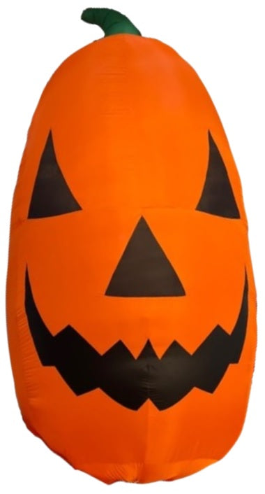 Very large, very bright inflatable shaped like a jack-o-lantern.