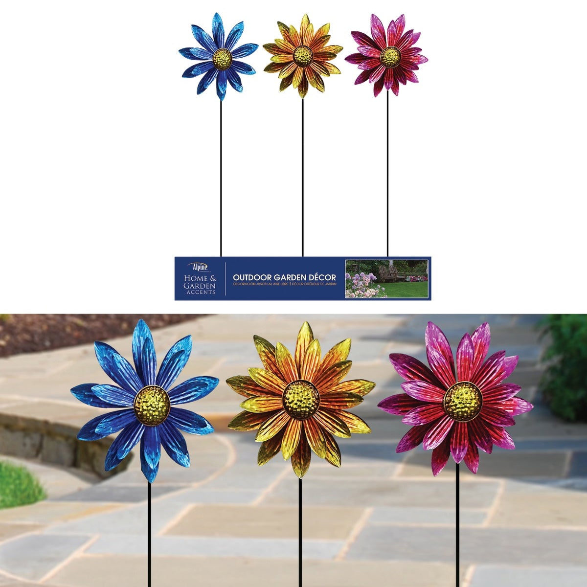 Floral Wind Spinner Garden Stake