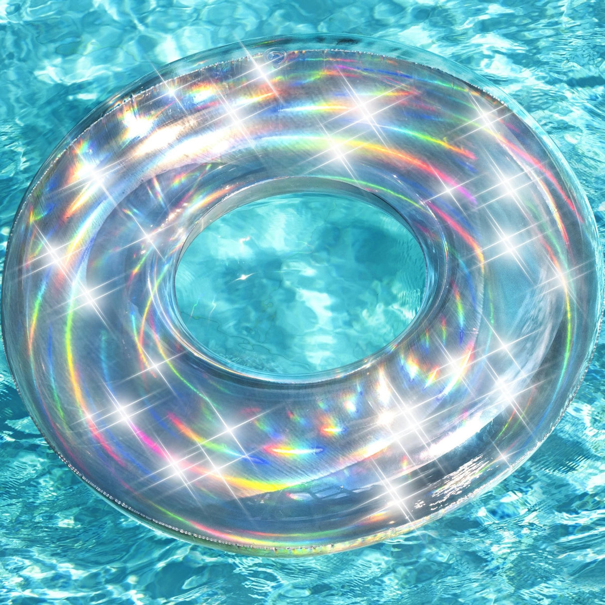 Inner tube with a silver, holographic design.