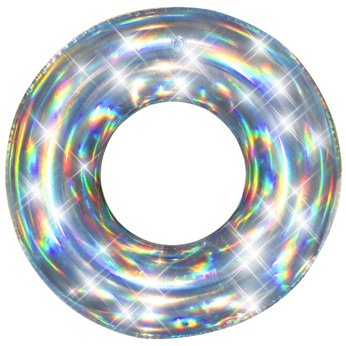 Inner tube with a silver, holographic design.