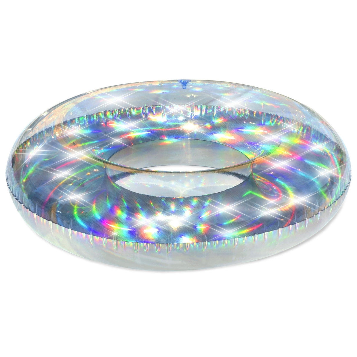 Inner tube with a silver, holographic design.
