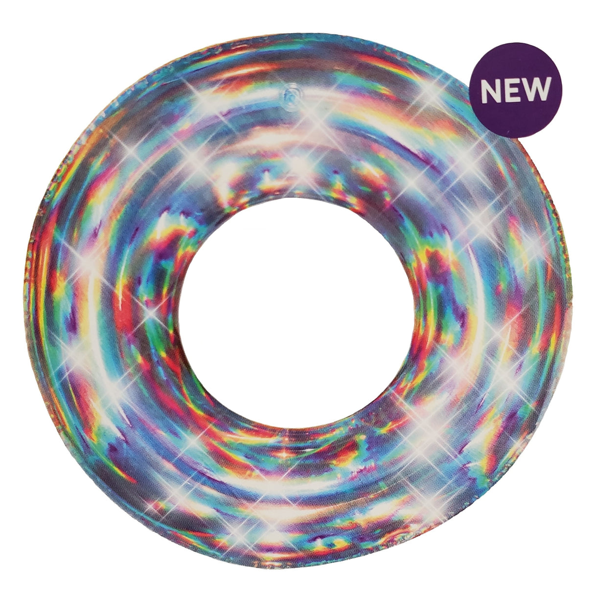 Inner tube with a silver, holographic design.