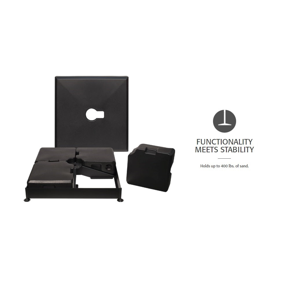 Functionality meets stability. This umbrella base holds up to 400 lbs. of sand.