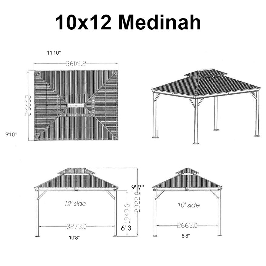 Medinah Hard Top Sun Shelters