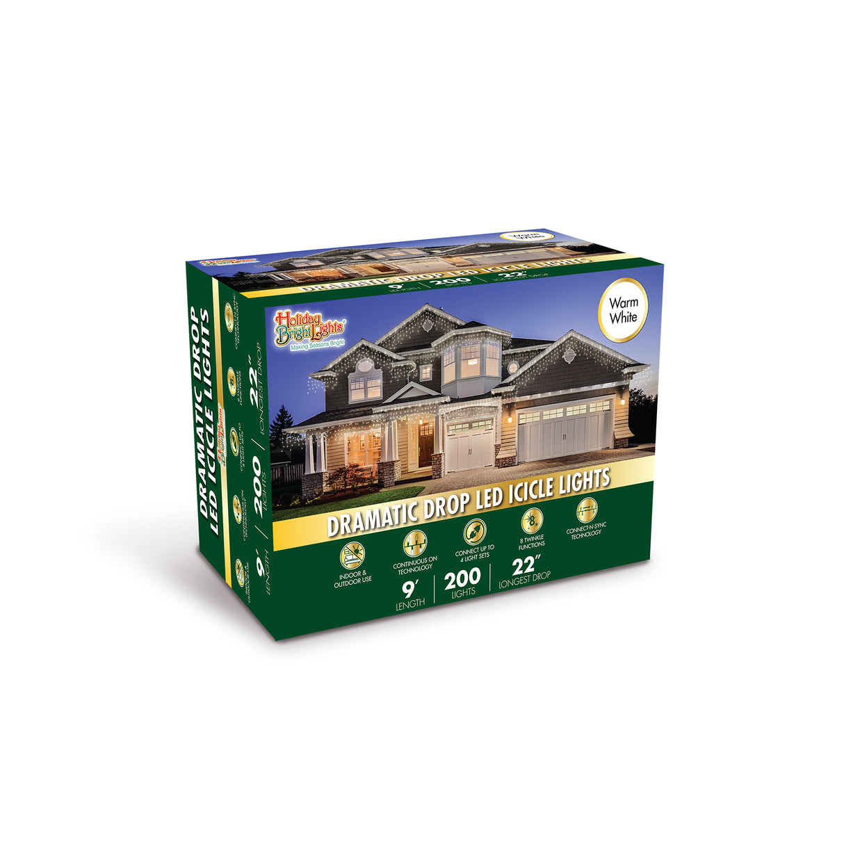 Set of 200 Dramatic Drop LED Icicle Lights