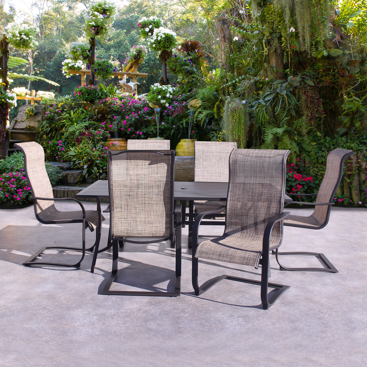 Dublin Brown Sling Spring Patio Dining Sets