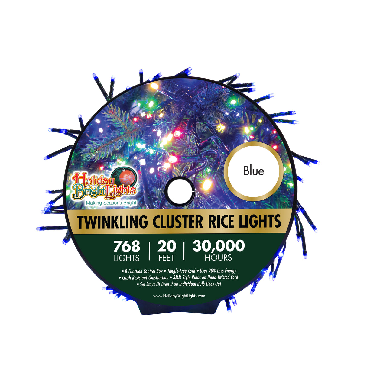 768 LED Twinkling Cluster Rice Christmas Lights on a Reel