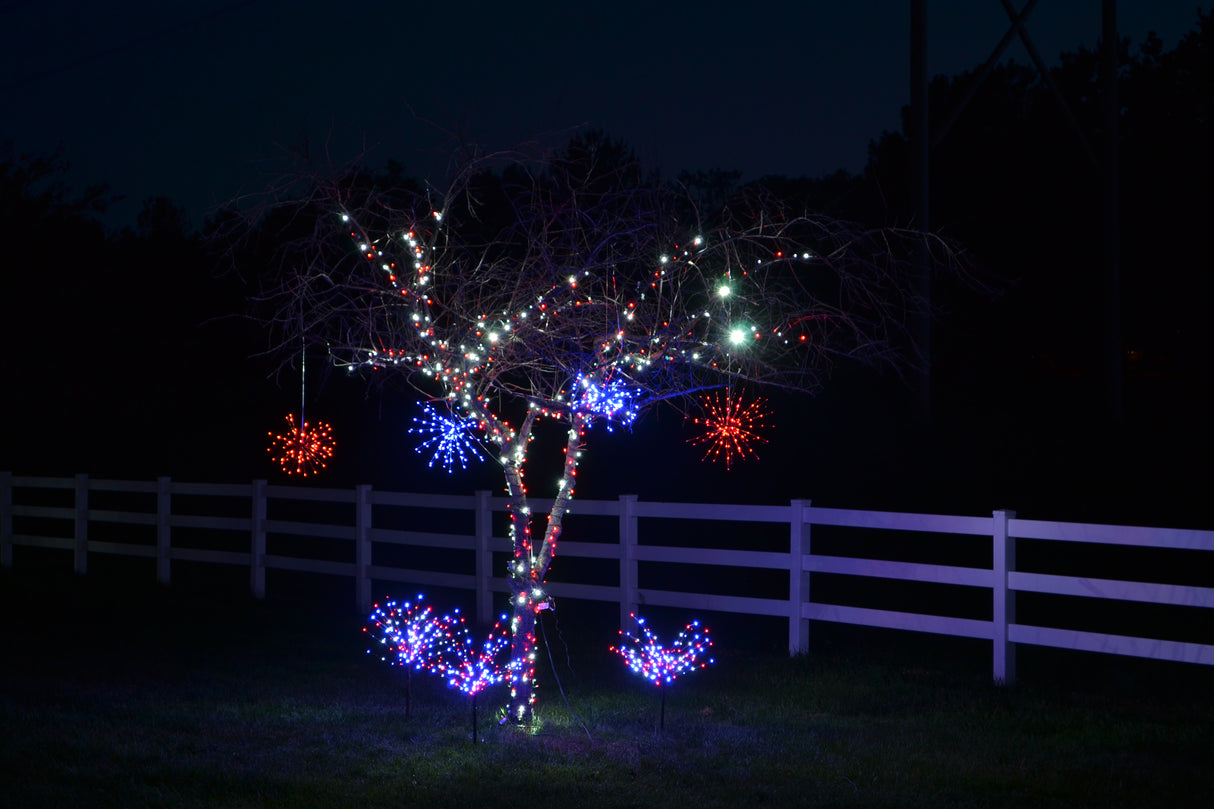 36" Twinkling LED Patriotic Light Burst Ground Stake