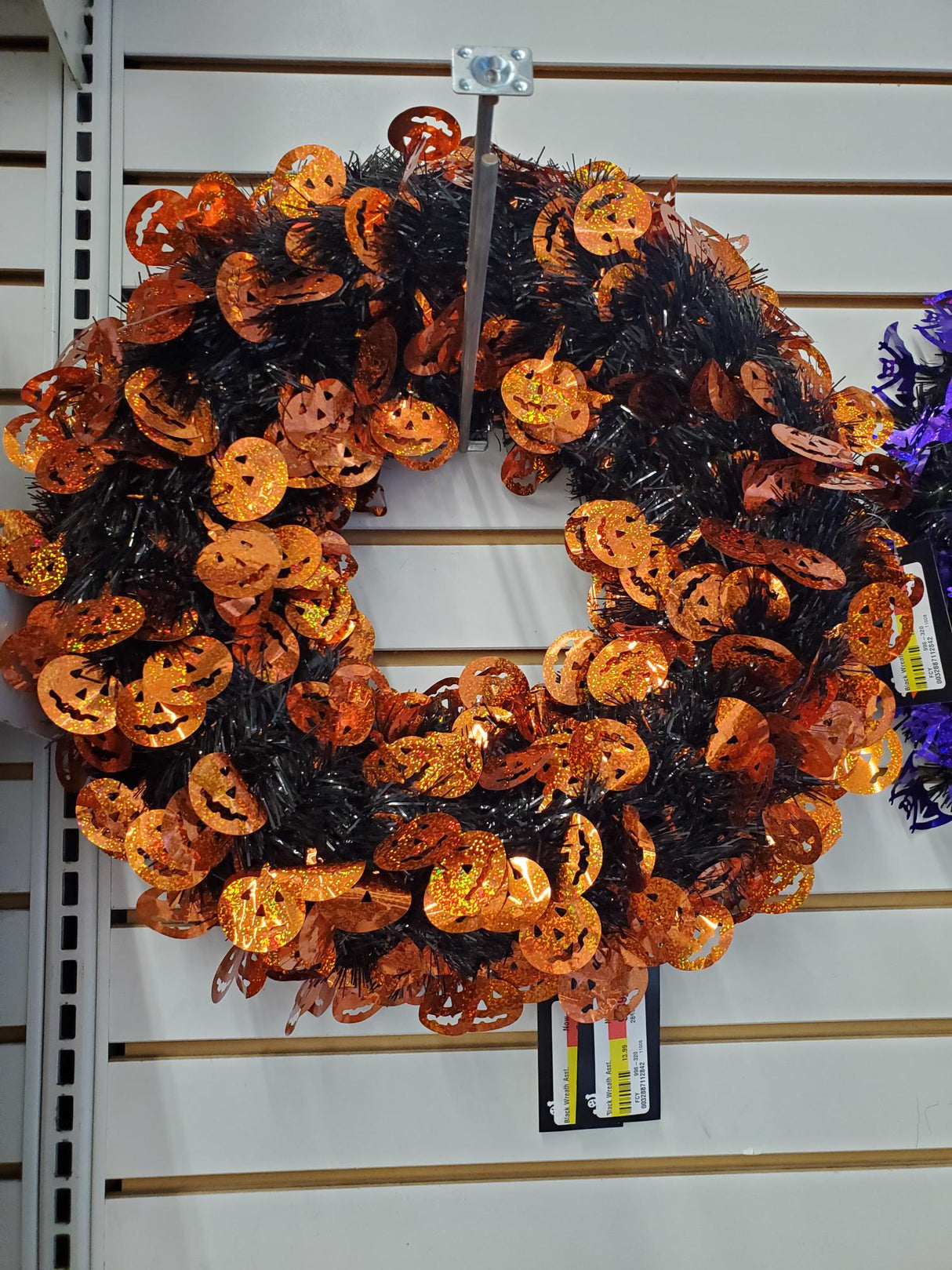 Black Halloween Wreath with Holographic Icons