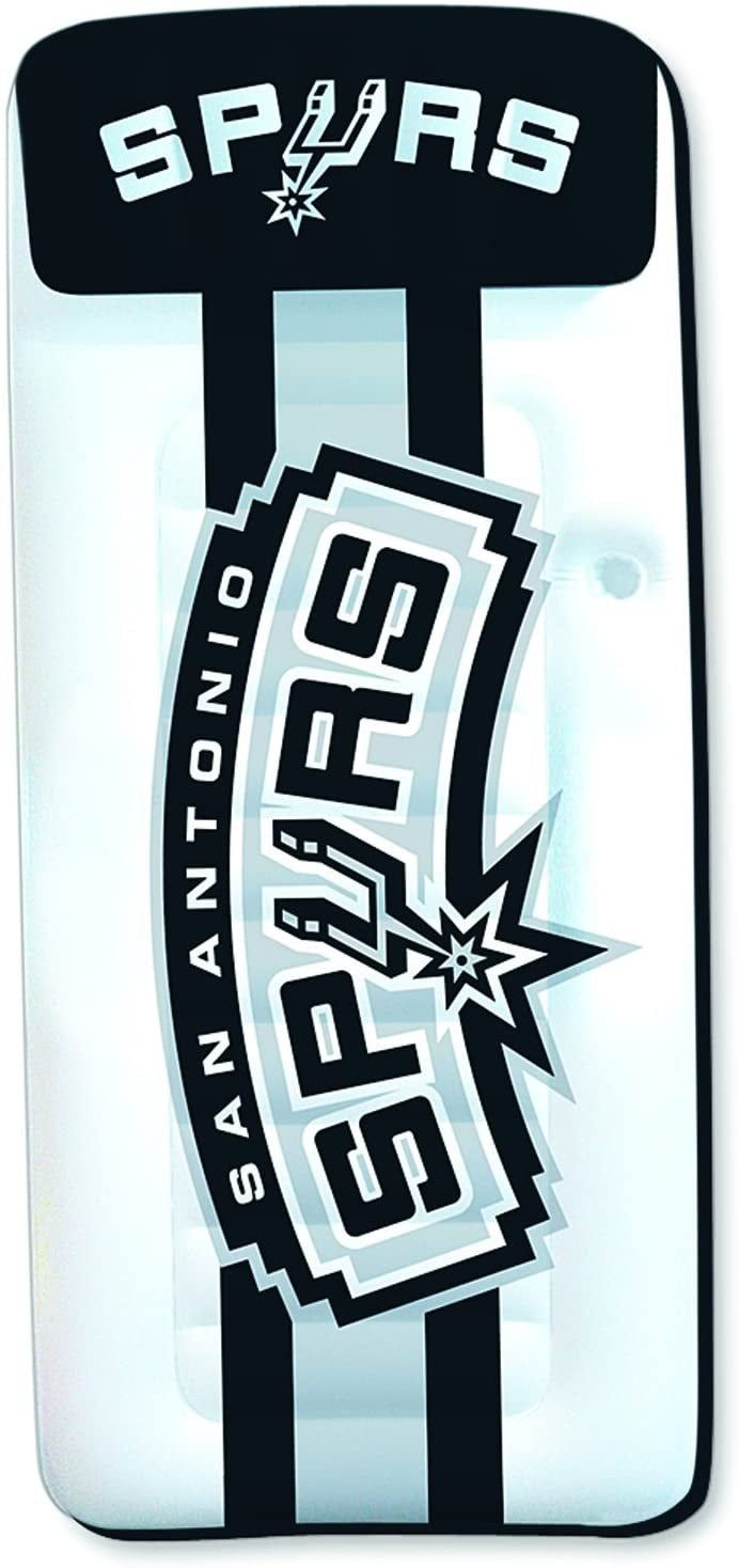 Pool mattress with San Antonio Spurs logos on it.