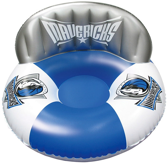 Pool lounger with Dallas Mavericks logos on it.