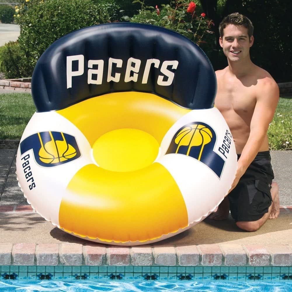 Pool lounger with Indiana Pacers logos on it.
