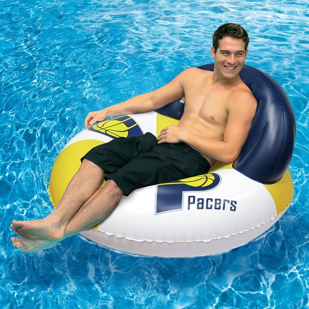 Pool lounger with Indiana Pacers logos on it.