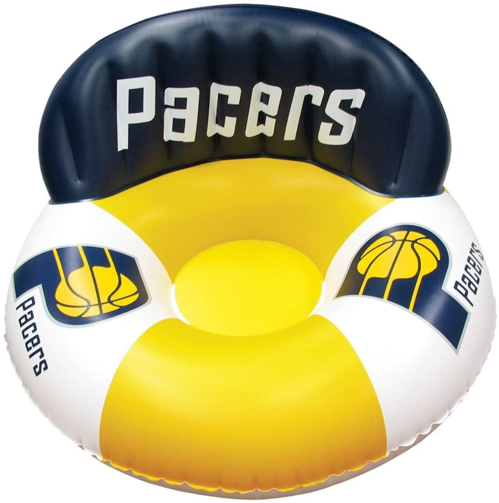 Pool lounger with Indiana Pacers logos on it.